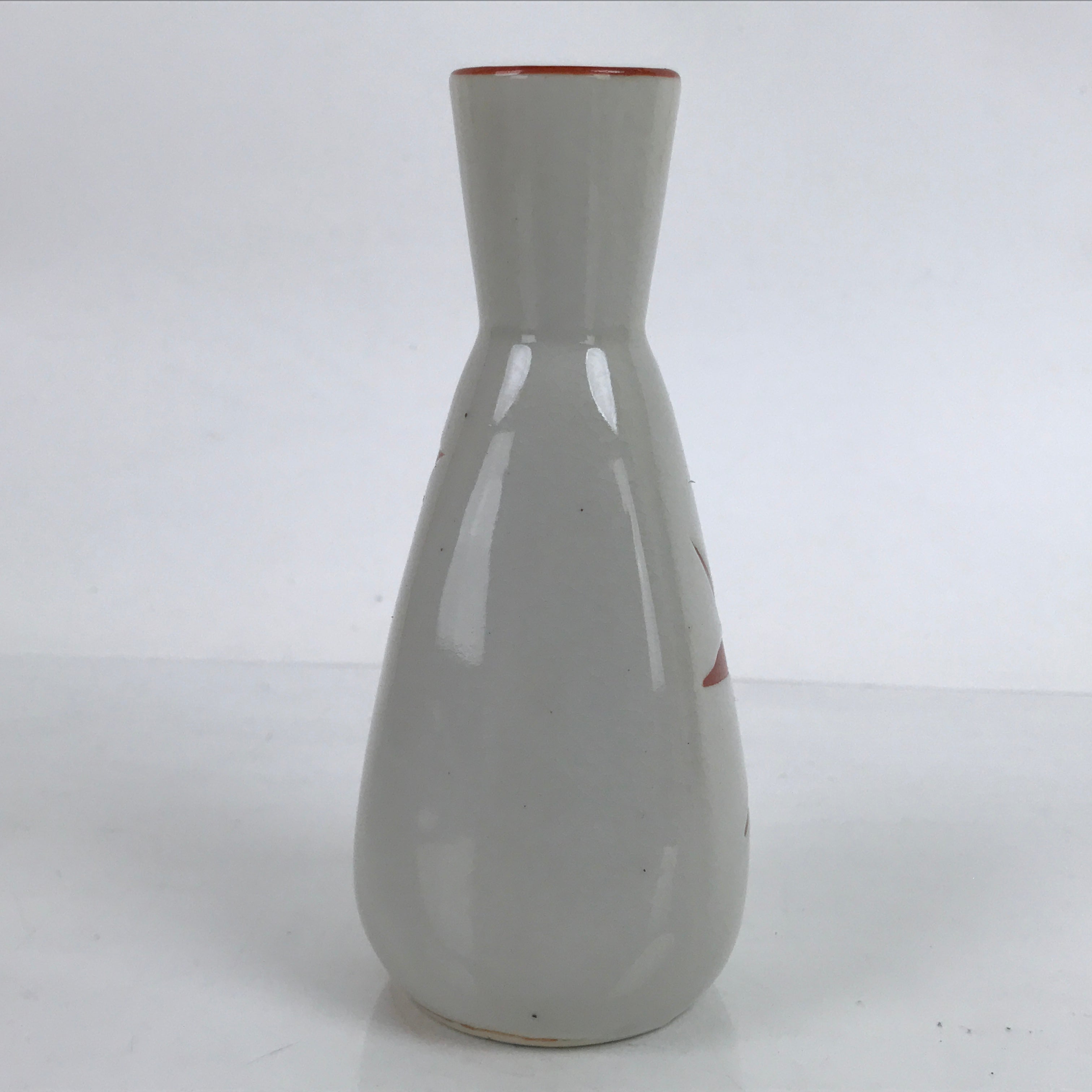 Japanese Ceramic Sake Bottle Tokkuri Vtg Ichi-Go Light Gray Red Leaves TS707