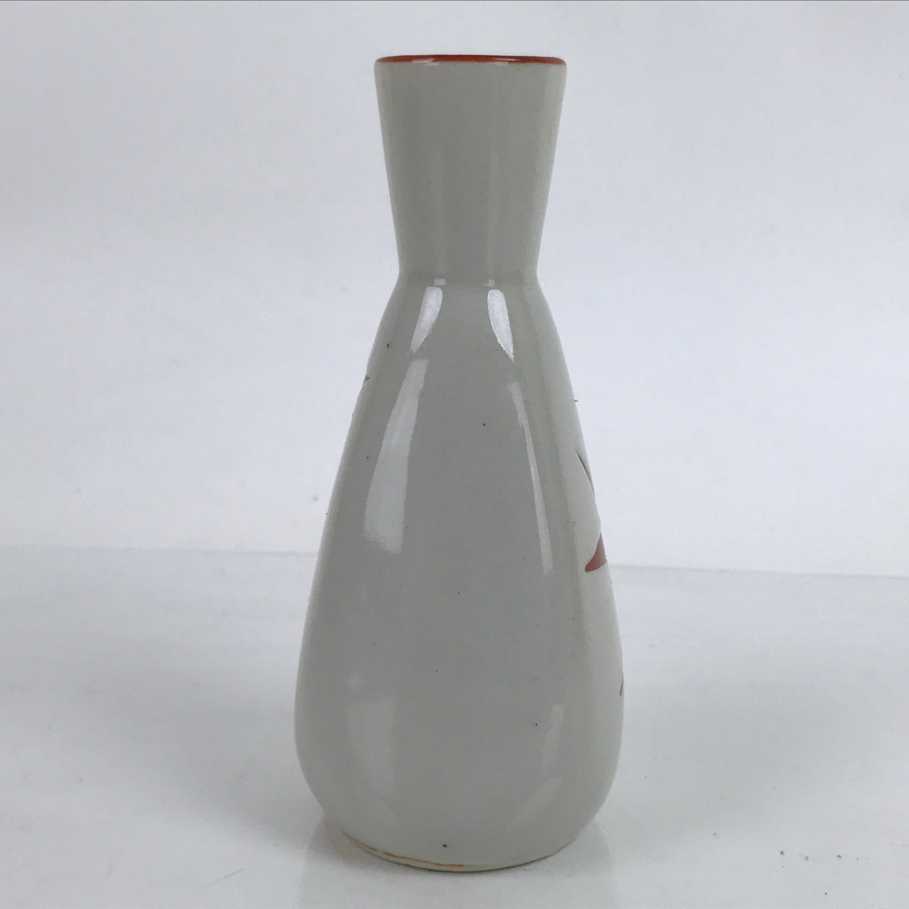 Japanese Ceramic Sake Bottle Tokkuri Vtg Ichi-Go Light Gray Red Leaves TS707