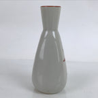 Japanese Ceramic Sake Bottle Tokkuri Vtg Ichi-Go Light Gray Red Leaves TS707