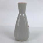 Japanese Ceramic Sake Bottle Tokkuri Vtg Ichi-Go Light Gray Red Leaves TS707