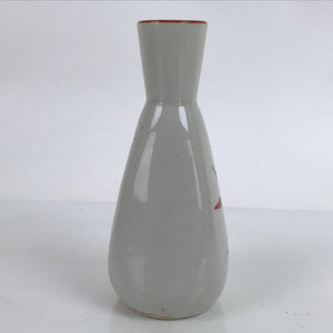 Japanese Ceramic Sake Bottle Tokkuri Vtg Ichi-Go Light Gray Red Leaves TS707