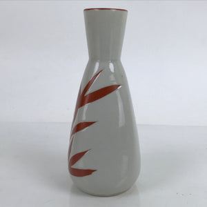 Japanese Ceramic Sake Bottle Tokkuri Vtg Ichi-Go Light Gray Red Leaves TS707