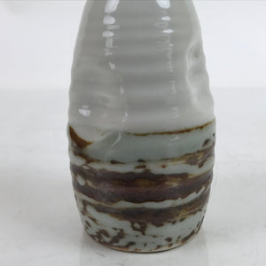 Japanese Ceramic Sake Bottle Tokkuri Vtg Ichi-Go Rustic White Brown Glaze TS700