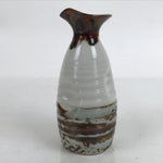 Japanese Ceramic Sake Bottle Tokkuri Vtg Ichi-Go Rustic White Brown Glaze TS700