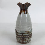 Japanese Ceramic Sake Bottle Tokkuri Vtg Ichi-Go Rustic White Brown Glaze TS700