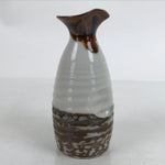 Japanese Ceramic Sake Bottle Tokkuri Vtg Ichi-Go Rustic White Brown Glaze TS700