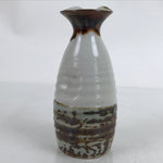 Japanese Ceramic Sake Bottle Tokkuri Vtg Ichi-Go Rustic White Brown Glaze TS700