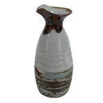 Japanese Ceramic Sake Bottle Tokkuri Vtg Ichi-Go Rustic White Brown Glaze TS700