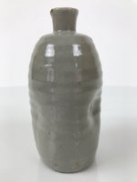 Japanese Ceramic Sake Bottle Tokkuri Vtg Pottery Kayoi Simple Gray Banded TS837