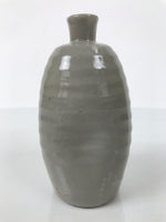 Japanese Ceramic Sake Bottle Tokkuri Vtg Pottery Kayoi Simple Gray Banded TS837