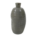 Japanese Ceramic Sake Bottle Tokkuri Vtg Pottery Kayoi Simple Gray Banded TS837