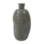 Japanese Ceramic Sake Bottle Tokkuri Vtg Pottery Kayoi Simple Gray Banded TS837