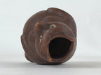 Japanese Ceramic Sake Bottle Tokkuri Vtg Tanuki Raccoon Dog Brown White TS599