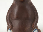 Japanese Ceramic Sake Bottle Tokkuri Vtg Tanuki Raccoon Dog Brown White TS599