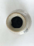 Japanese Ceramic Sake Bottle Tokkuri Vtg White Blue Kanji Leaf Poem TS834