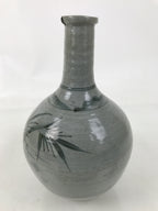 Japanese Ceramic Sake Bottle Vtg Kayoi-Tokkuri Blue Tree Round Long Neck TS816