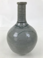 Japanese Ceramic Sake Bottle Vtg Kayoi-Tokkuri Blue Tree Round Long Neck TS816
