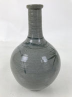 Japanese Ceramic Sake Bottle Vtg Kayoi-Tokkuri Blue Tree Round Long Neck TS816