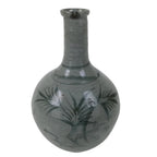 Japanese Ceramic Sake Bottle Vtg Kayoi-Tokkuri Blue Tree Round Long Neck TS816