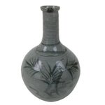 Japanese Ceramic Sake Bottle Vtg Kayoi-Tokkuri Blue Tree Round Long Neck TS816