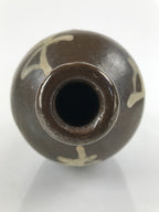 Japanese Ceramic Sake Bottle Vtg Kayoi-Tokkuri Brown Large Beige Kanji TS656