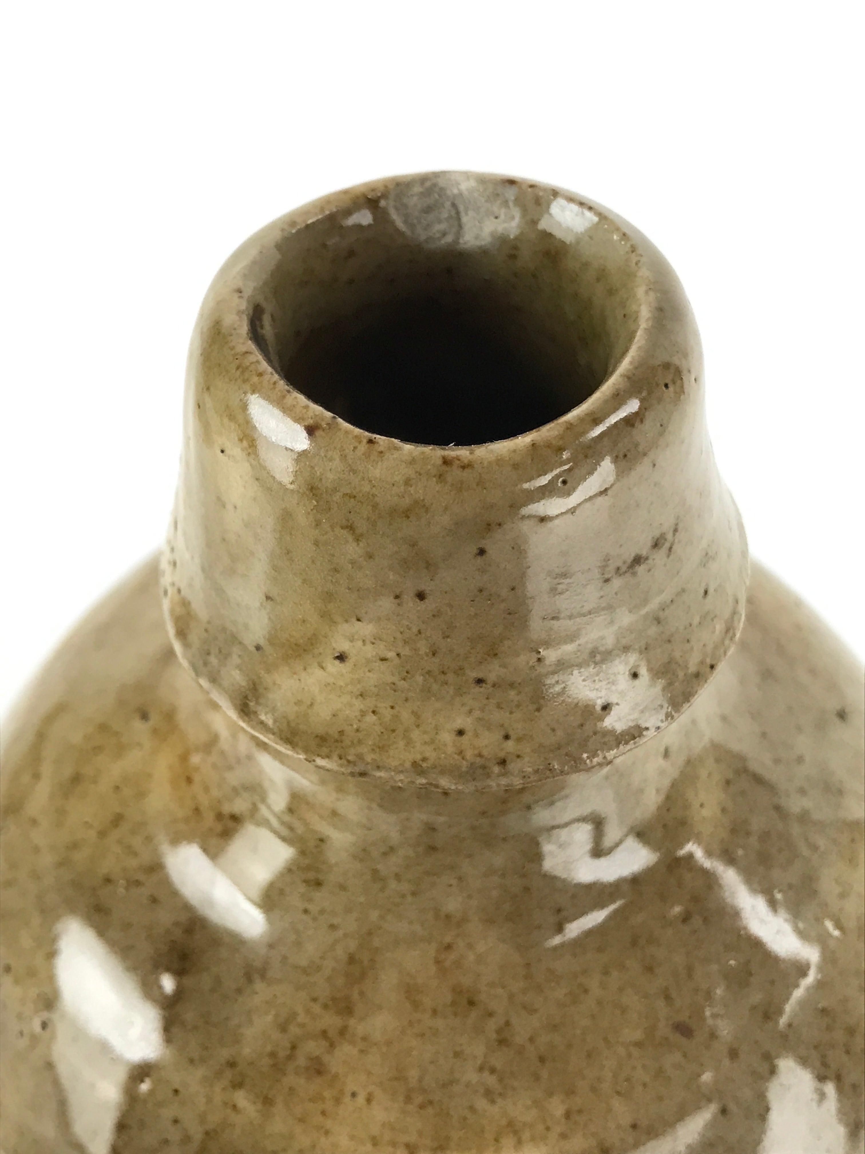 Japanese Ceramic Sake Bottle Vtg Kayoi-Tokkuri Brown Plain Small TS659