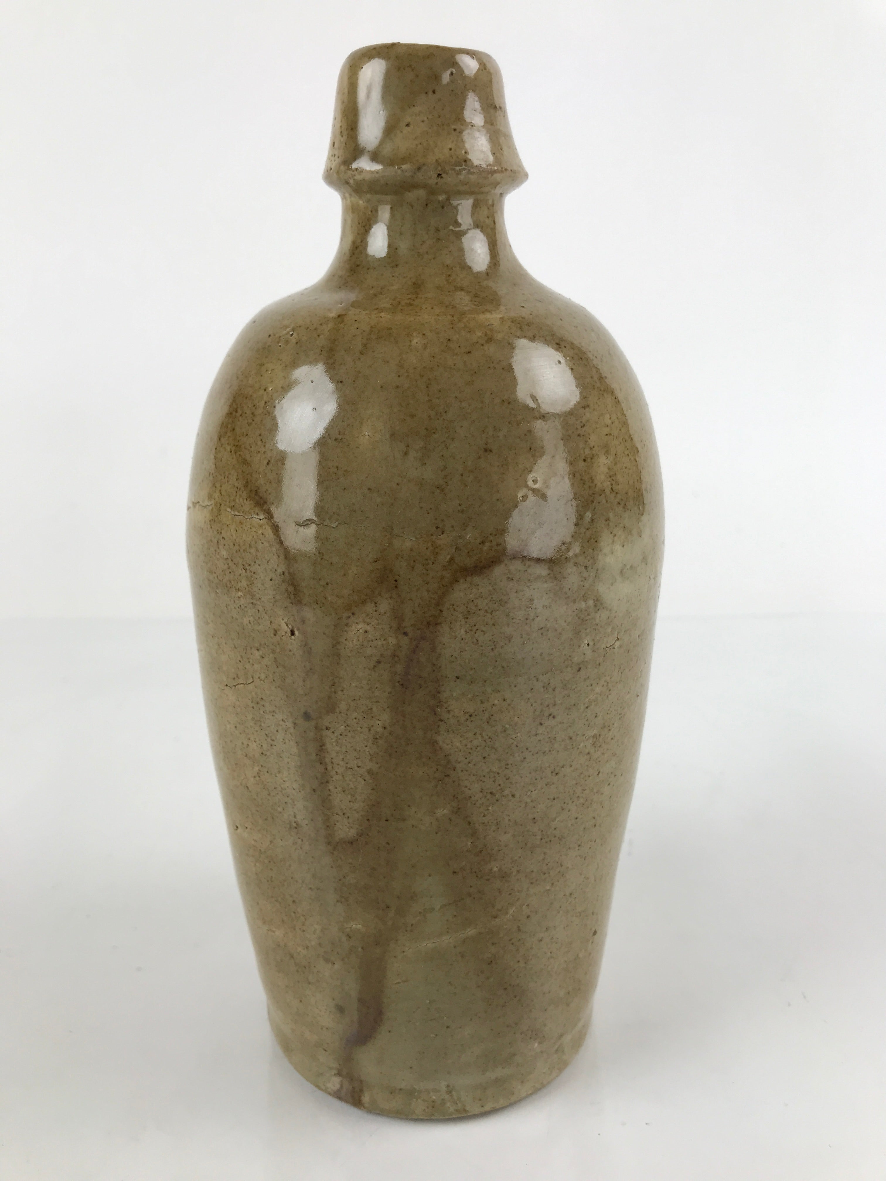 Japanese Ceramic Sake Bottle Vtg Kayoi-Tokkuri Brown Plain Small TS659