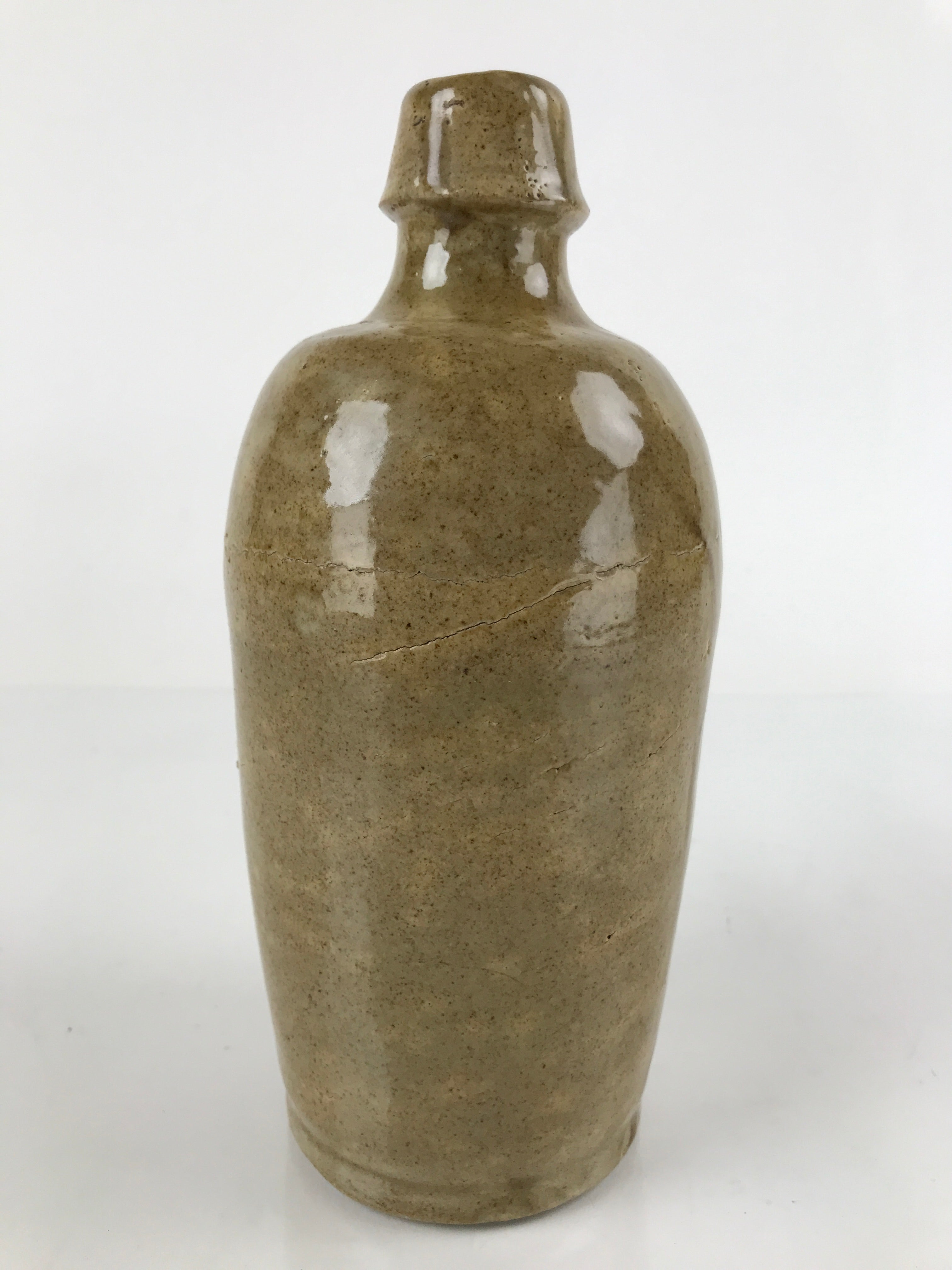 Japanese Ceramic Sake Bottle Vtg Kayoi-Tokkuri Brown Plain Small TS659