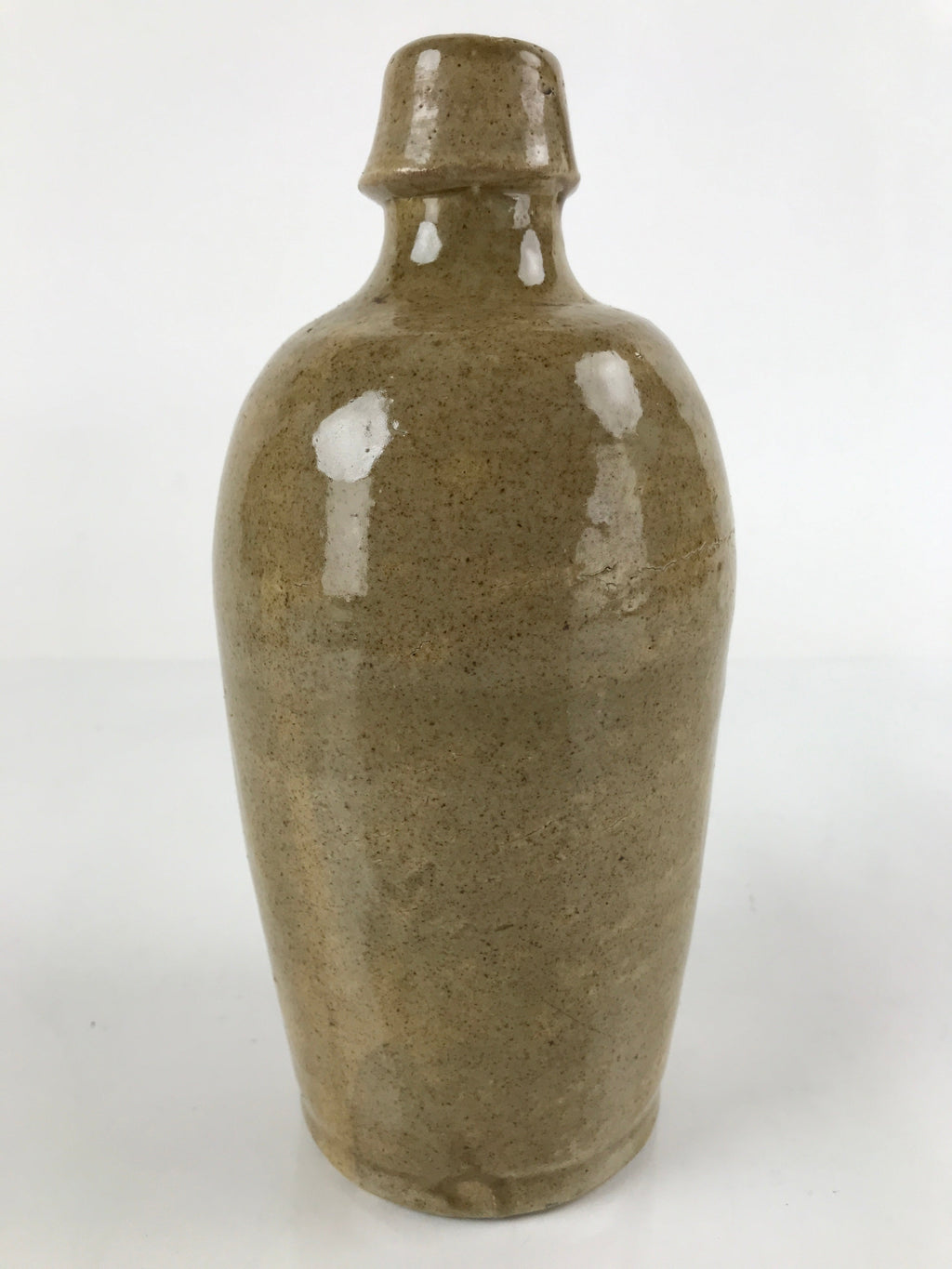 Japanese Ceramic Sake Bottle Vtg Kayoi-Tokkuri Brown Plain Small TS659