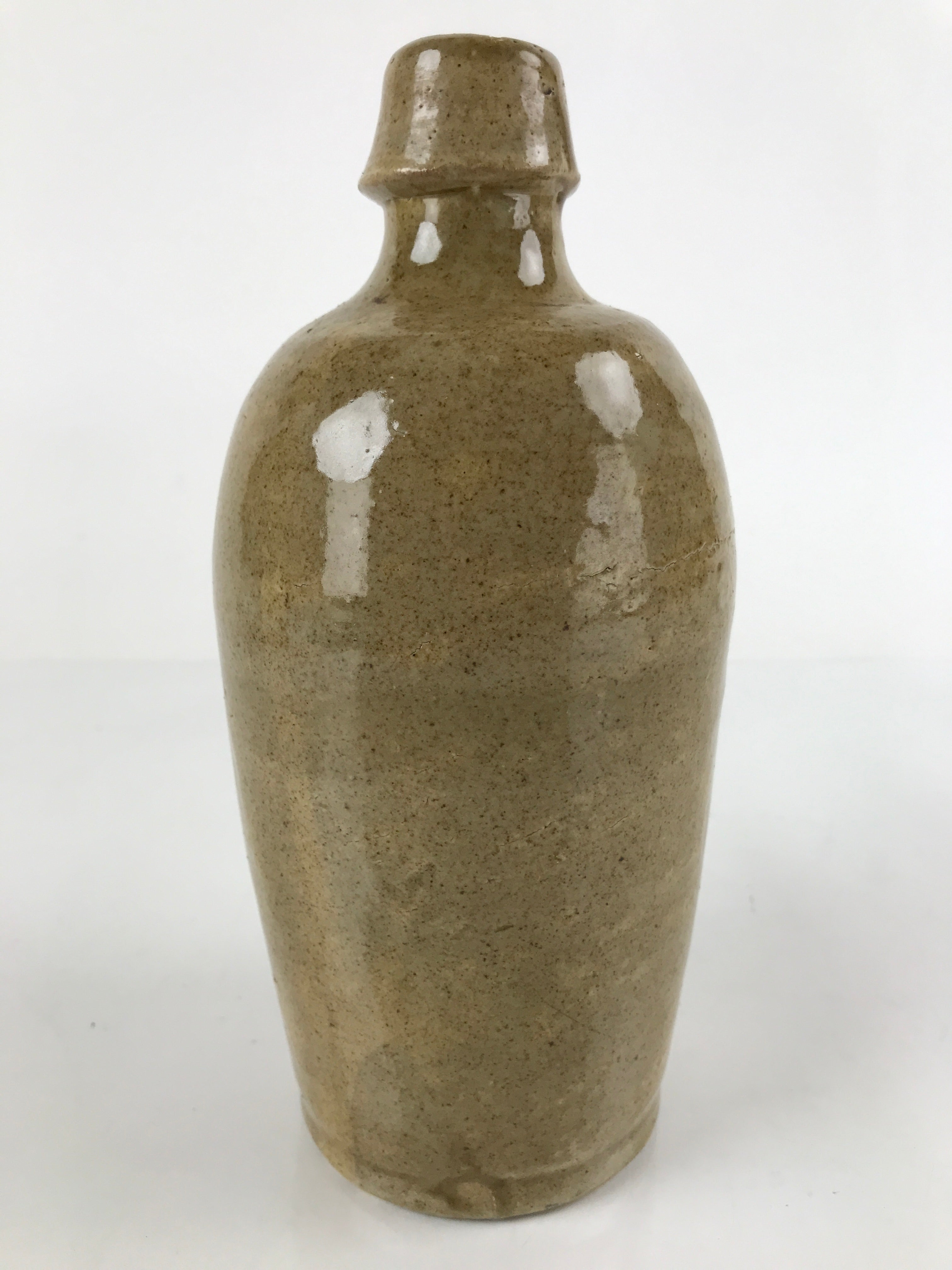 Japanese Ceramic Sake Bottle Vtg Kayoi-Tokkuri Brown Plain Small TS659