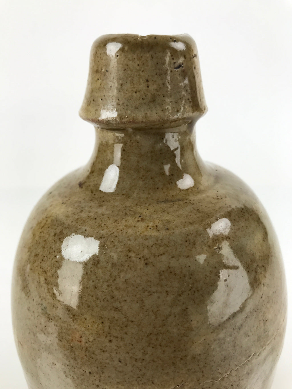 Japanese Ceramic Sake Bottle Vtg Kayoi-Tokkuri Brown Plain Small TS659