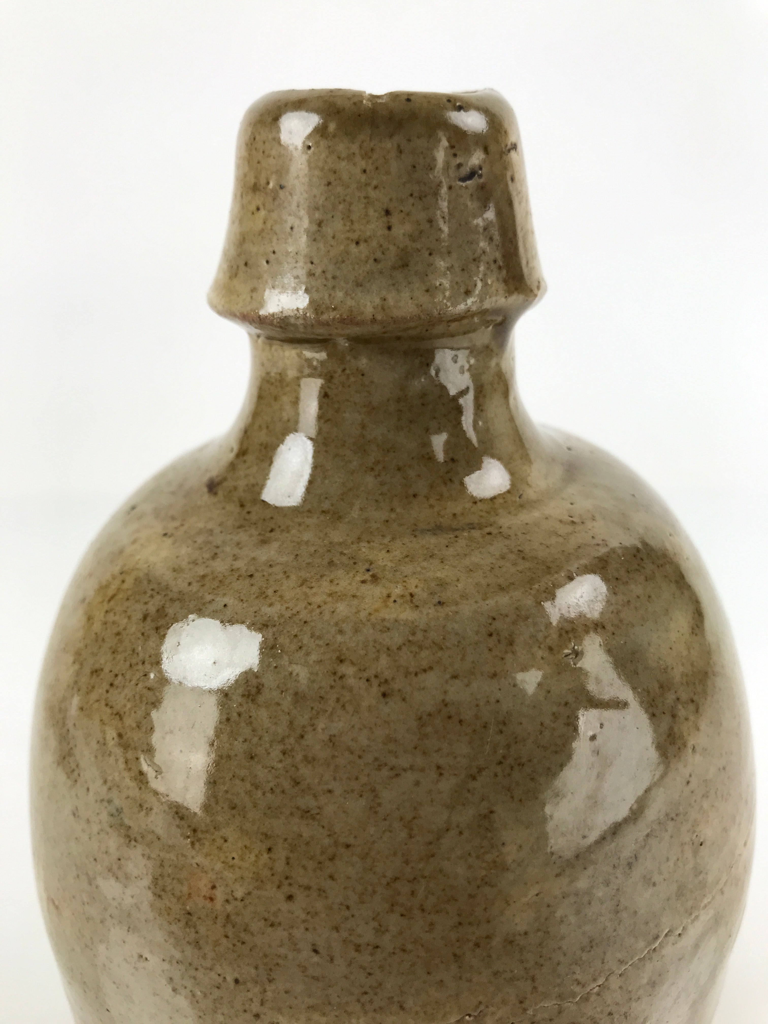 Japanese Ceramic Sake Bottle Vtg Kayoi-Tokkuri Brown Plain Small TS659