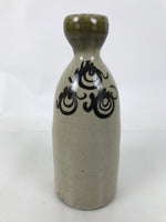 Japanese Ceramic Sake Bottle Vtg Kayoi-Tokkuri Gray Black Green Circles TS814