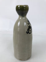 Japanese Ceramic Sake Bottle Vtg Kayoi-Tokkuri Gray Black Green Circles TS814