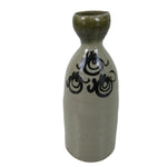 Japanese Ceramic Sake Bottle Vtg Kayoi-Tokkuri Gray Black Green Circles TS814