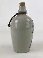 Japanese Ceramic Sake Bottle Vtg Kayoi-Tokkuri Gray Hand-Written Kanji TS567