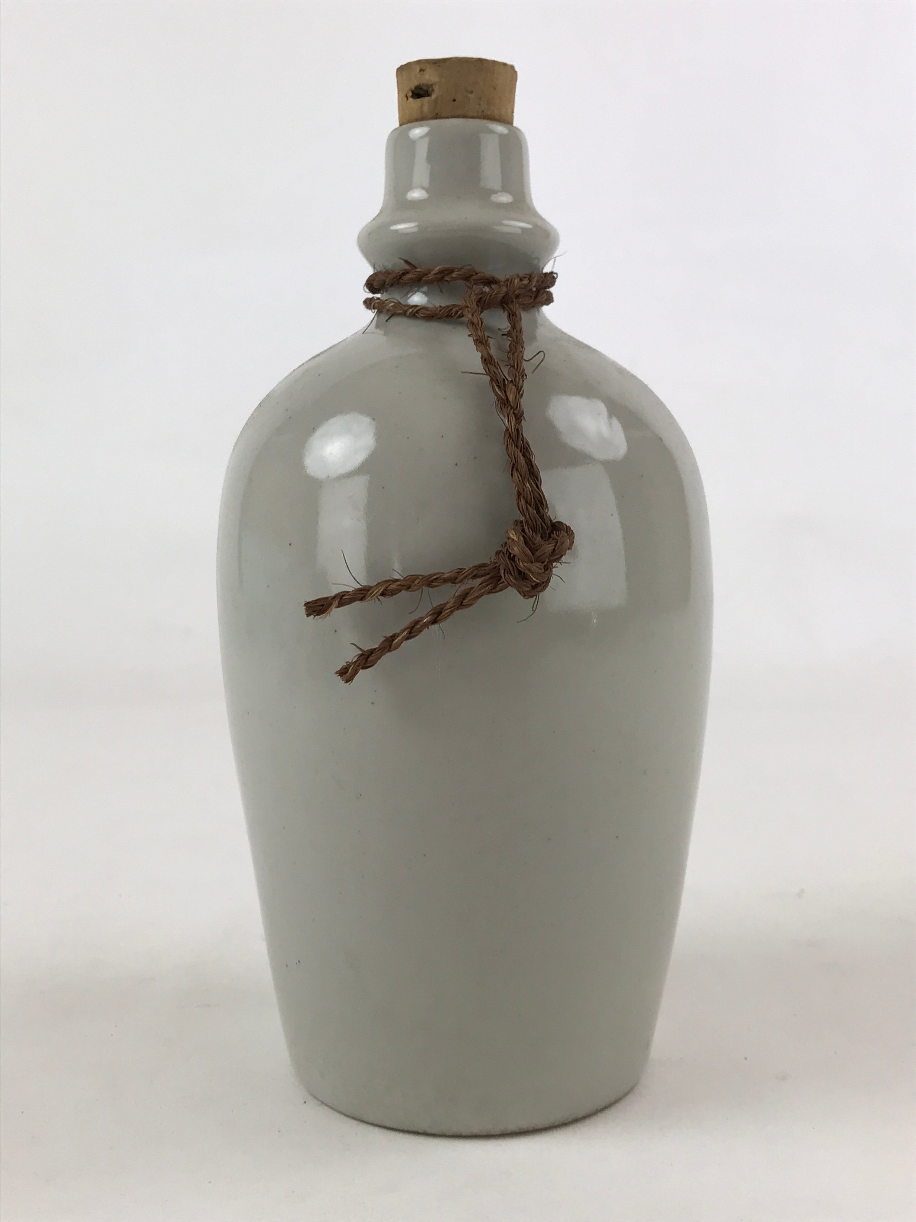 Japanese Ceramic Sake Bottle Vtg Kayoi-Tokkuri Gray Hand-Written Kanji TS567