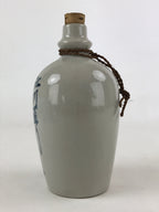 Japanese Ceramic Sake Bottle Vtg Kayoi-Tokkuri Gray Hand-Written Kanji TS567