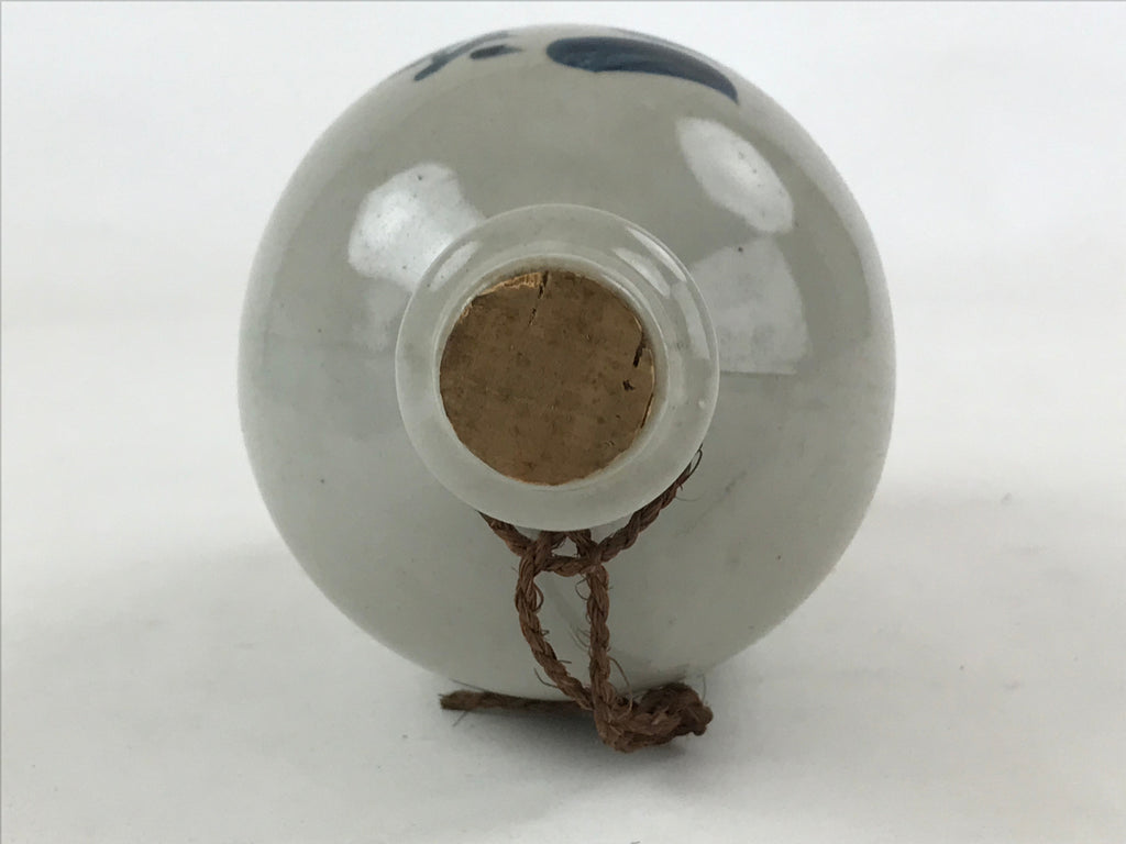 Japanese Ceramic Sake Bottle Vtg Kayoi-Tokkuri Gray Hand-Written Kanji TS567