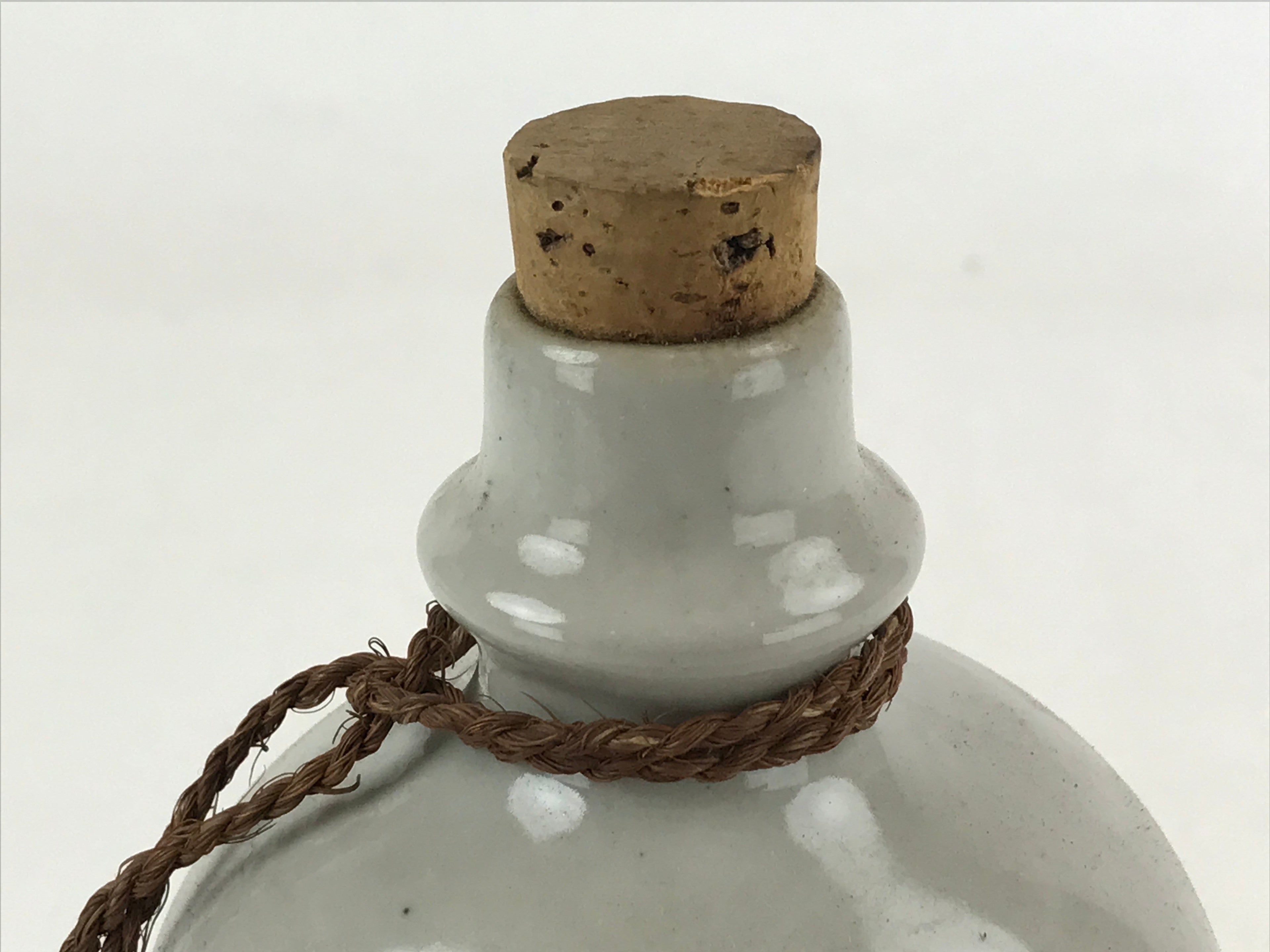 Japanese Ceramic Sake Bottle Vtg Kayoi-Tokkuri Gray Hand-Written Kanji TS567