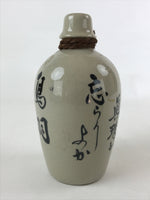Japanese Ceramic Sake Bottle Vtg Kayoi-Tokkuri Gray Hand-Written Kanji TS573