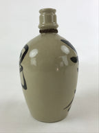 Japanese Ceramic Sake Bottle Vtg Kayoi-Tokkuri Gray Hand-Written Kanji TS574