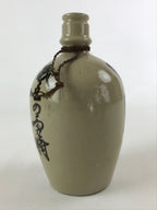 Japanese Ceramic Sake Bottle Vtg Kayoi-Tokkuri Gray Hand-Written Kanji TS574