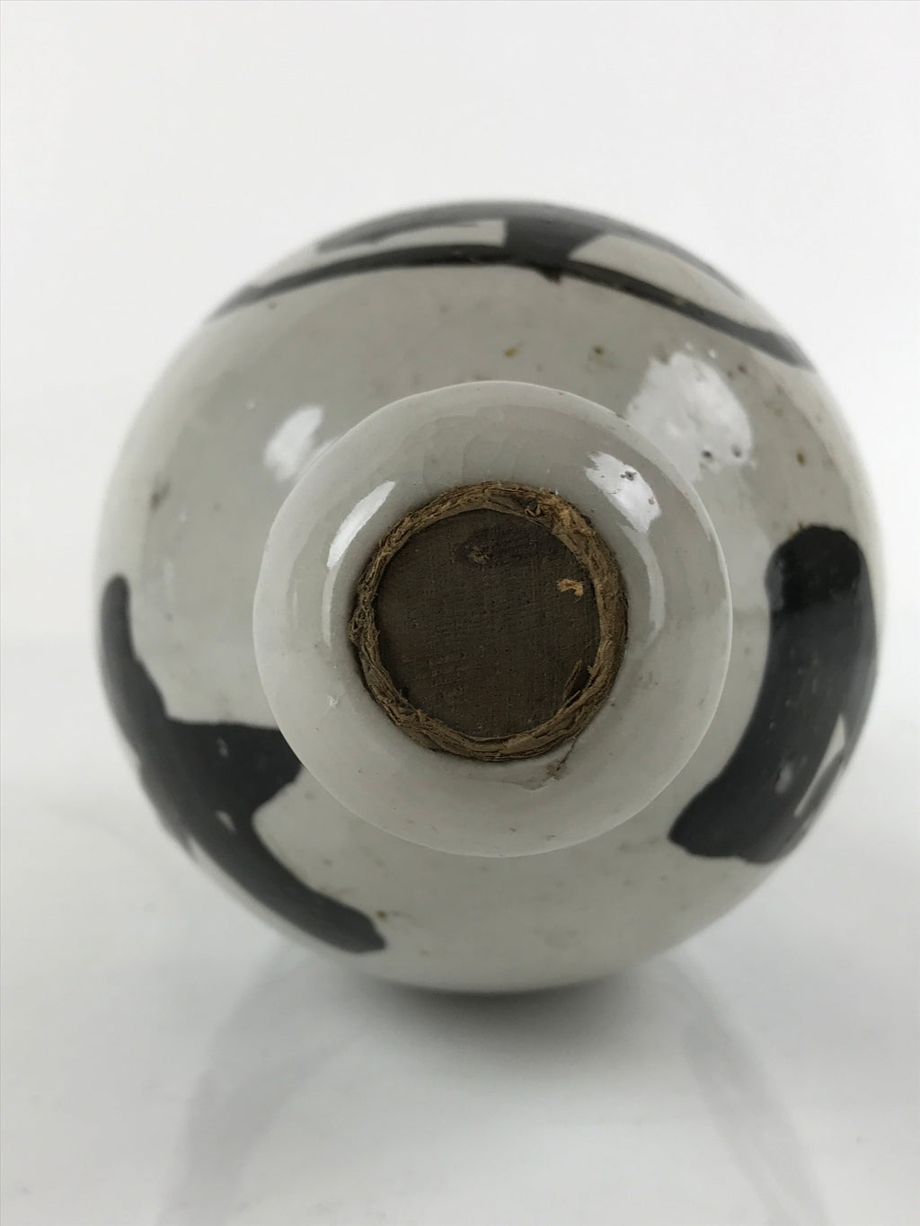 Japanese Ceramic Sake Bottle Vtg Kayoi-Tokkuri Gray Large Black Kanji TS655
