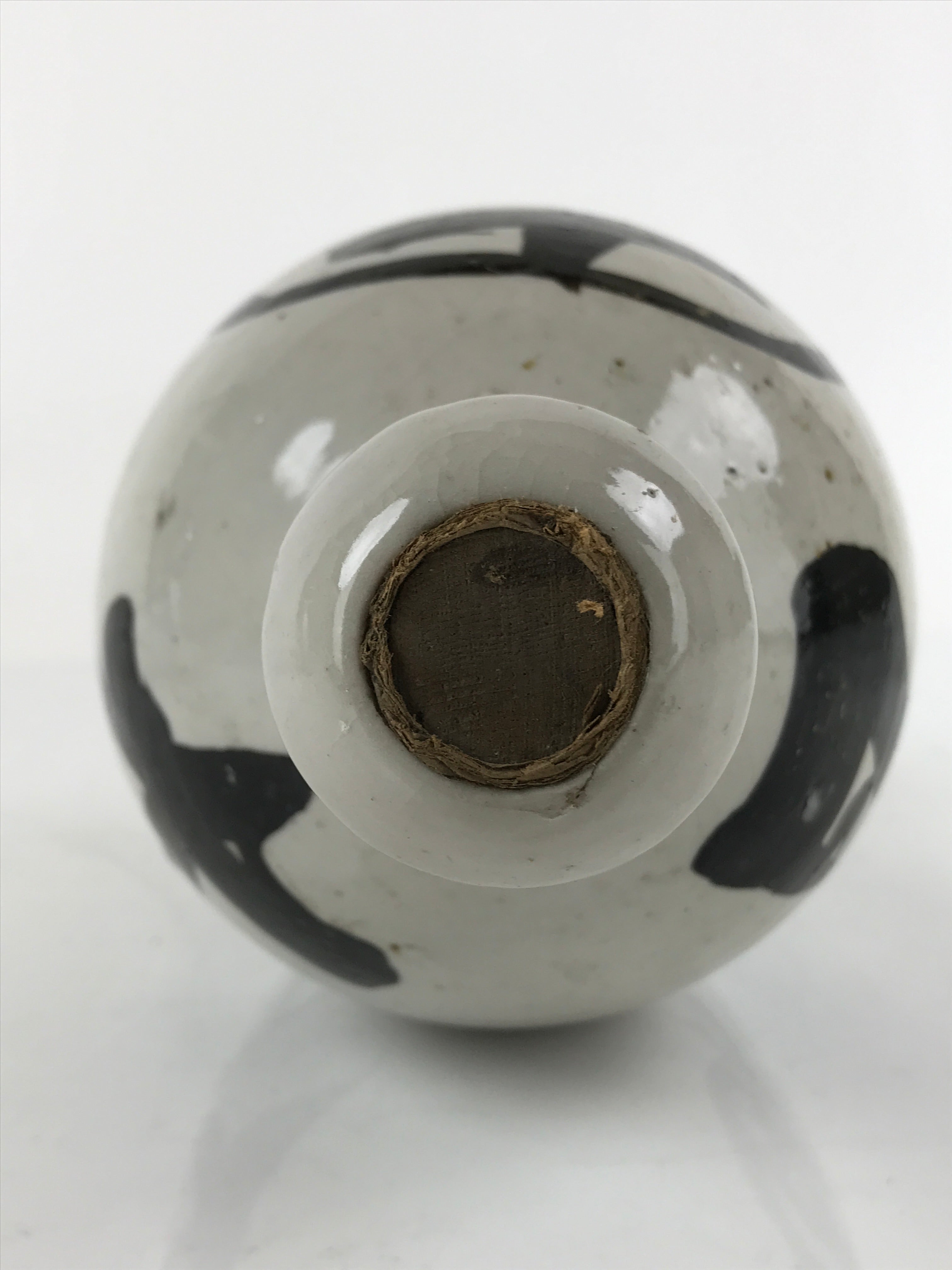 Japanese Ceramic Sake Bottle Vtg Kayoi-Tokkuri Gray Large Black Kanji TS655