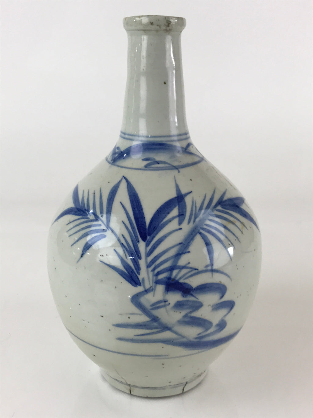Japanese Ceramic Sake Bottle Vtg Kayoi Tokkuri Koimari Ware Blue Sometsuke TS487