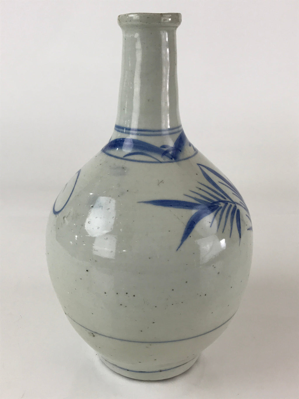 Japanese Ceramic Sake Bottle Vtg Kayoi Tokkuri Koimari Ware Blue Sometsuke TS487