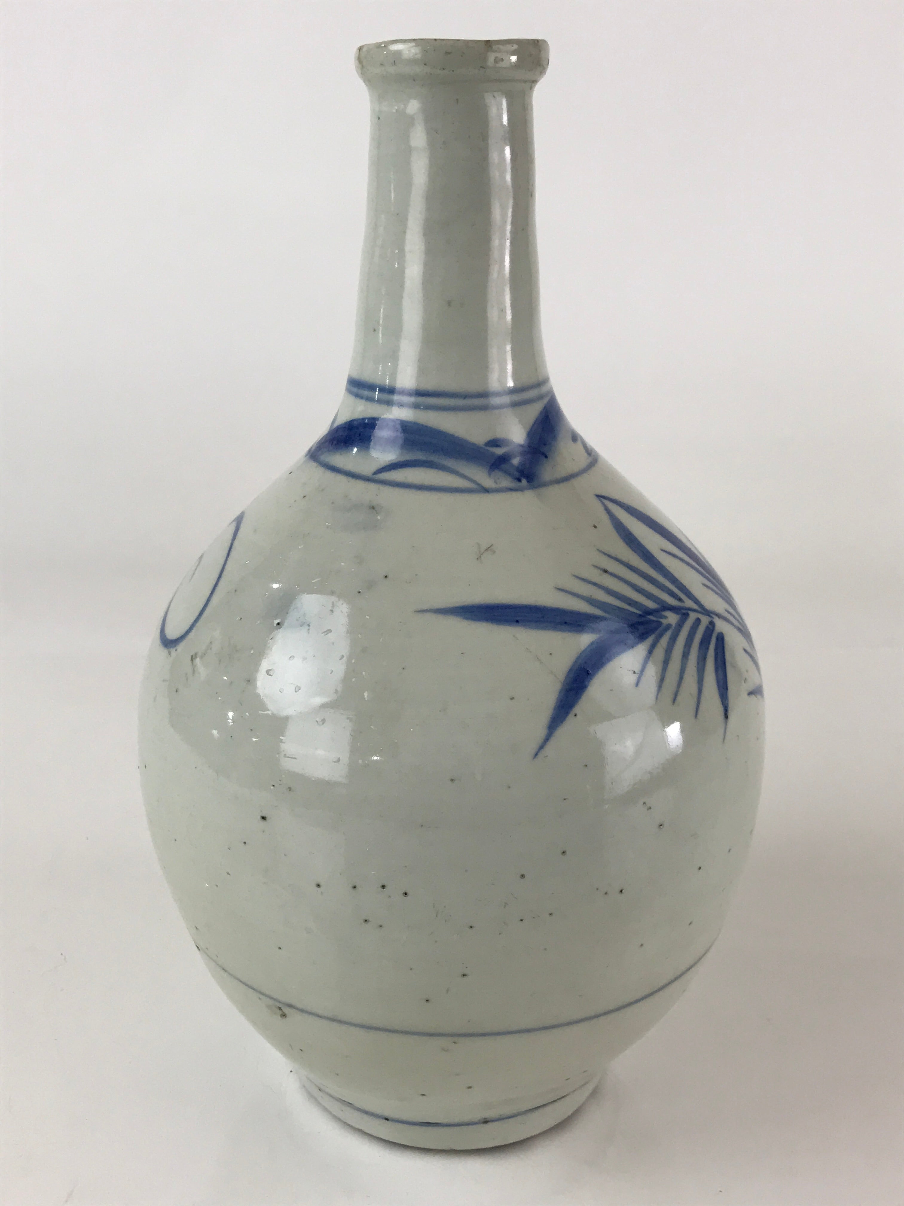 Japanese Ceramic Sake Bottle Vtg Kayoi Tokkuri Koimari Ware Blue Sometsuke TS487