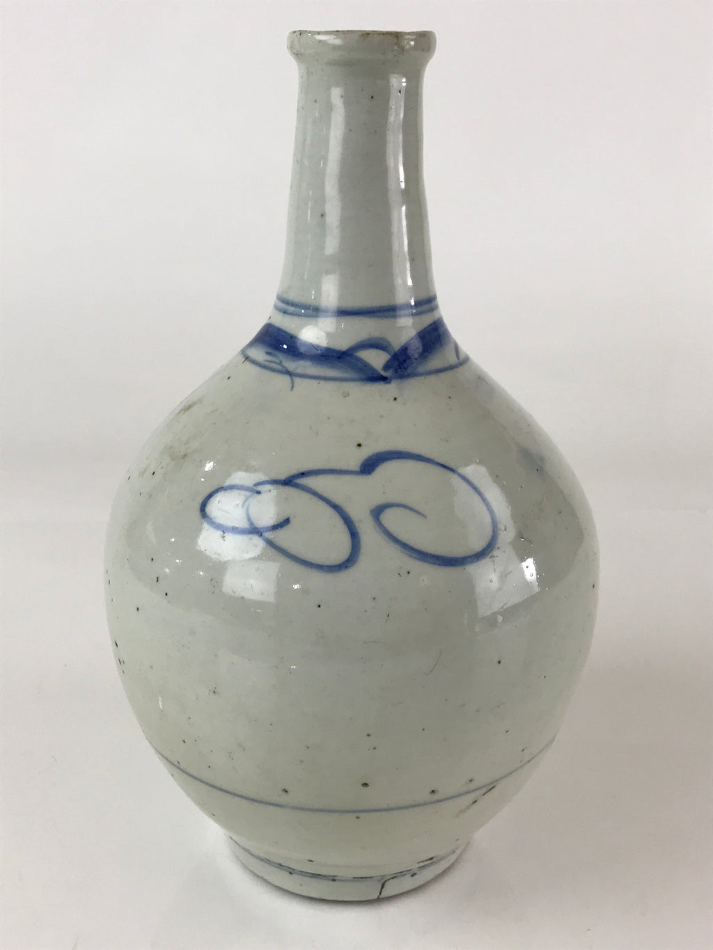 Japanese Ceramic Sake Bottle Vtg Kayoi Tokkuri Koimari Ware Blue Sometsuke TS487