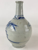 Japanese Ceramic Sake Bottle Vtg Kayoi Tokkuri Koimari Ware Blue Sometsuke TS487